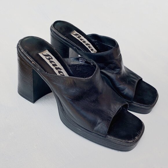 Black Platform Mules by Bata - Picture 1 of 10
